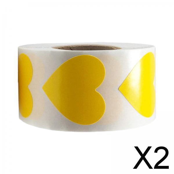 2xHeart Stickers 500Pcs Valentines Day Decoration for Birthdays Party Holidays Yellow