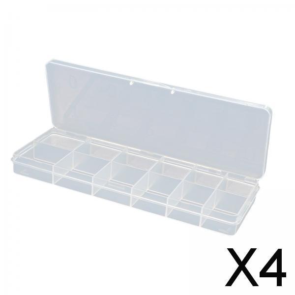 4x12 Slots Nail Tips Organizer Box Empty for False Nail Tips Art Crafts Beads Transparent  