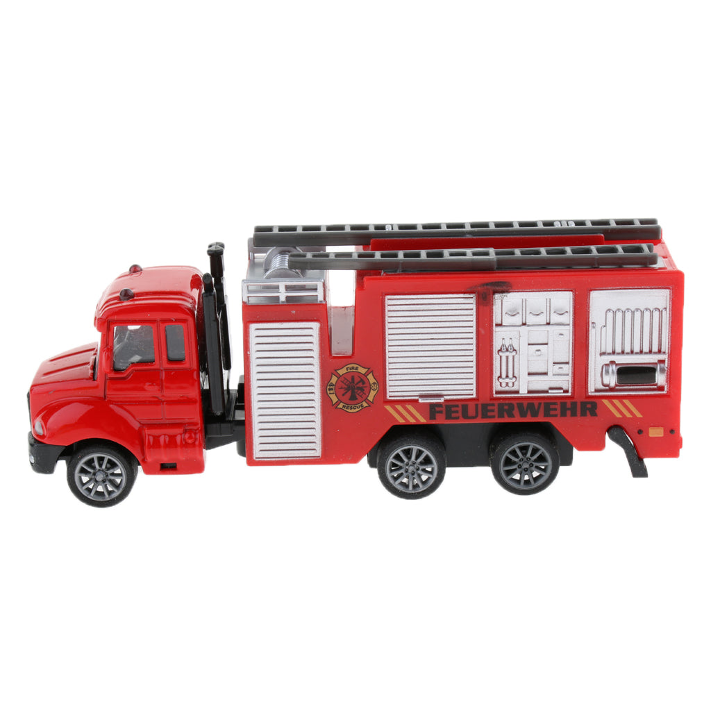 1:64 Alloy Pull Back Car Construction Vehicle Toy for Kids Gift Fire Truck