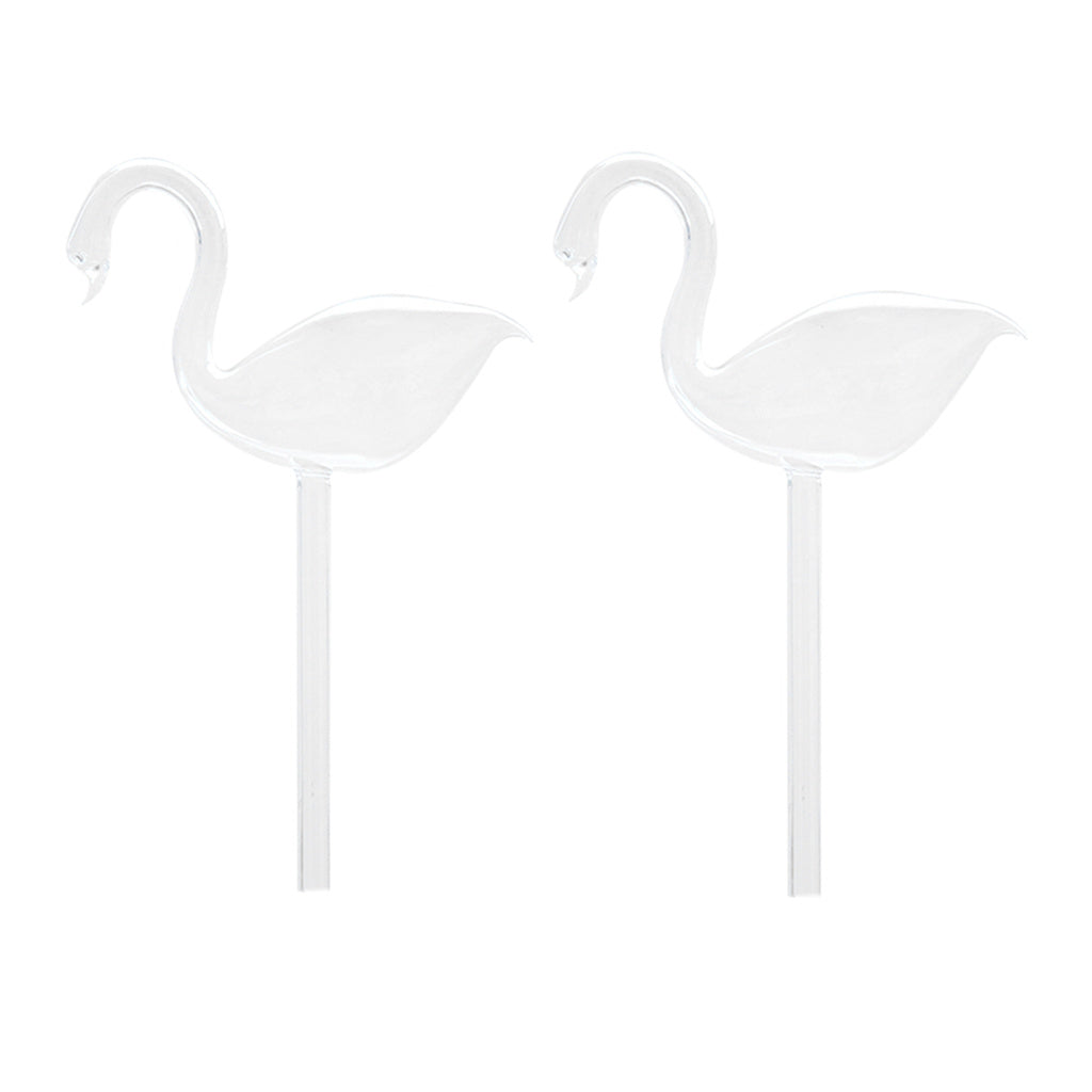 2Piece Automatic Glass Swan Simple Watering Device Plant for Garden Flower