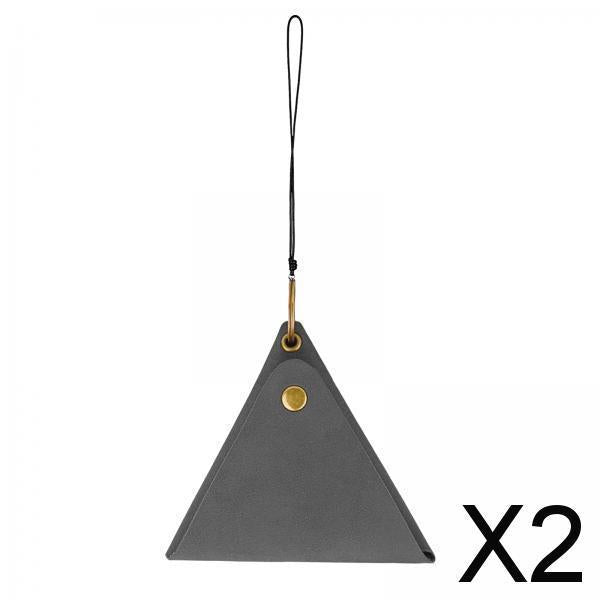 2xHanging Neck Pouch Decorative PU Leather with Removable Lanyard Purse Holder Dark Gray