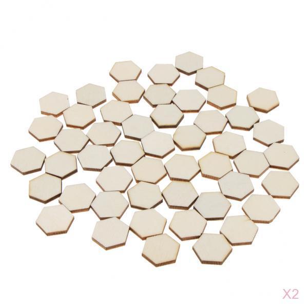 100 Pieces Hexagon Cutout Wooden Chips Scrapbooking Embellishment Craft