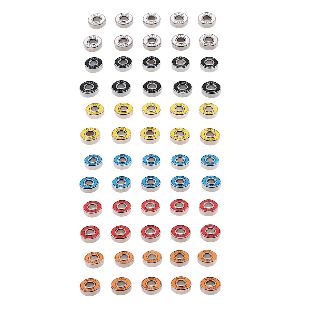 60 Pieces ABEC-9 608RS Roller Skate Wheel Bearings Seal Ball Bearings Orange