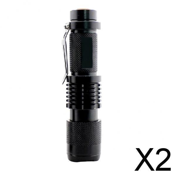 2xMini LED Rechargeable Flashlight Ultra Bright Power Zoomable Handheld Torch