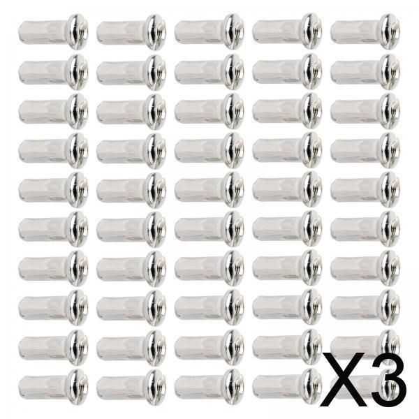 3x50Pcs Bike Spoke Nipples Spoke Decoration End Tips Nipples Bicycle Spoke Cap 13mm 13G Argent  