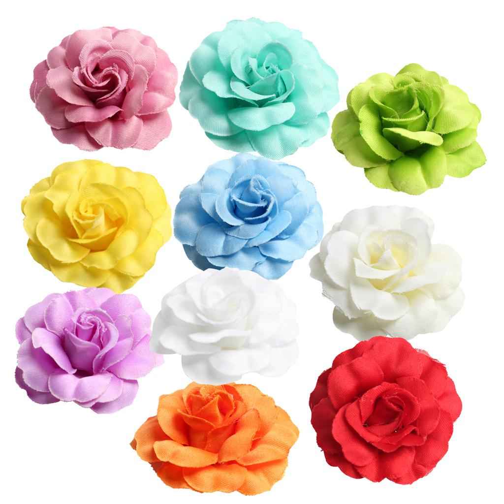 10 Pieces Artificial Silk Rose Flower Head for DIY Crafts 5cm Multicolor