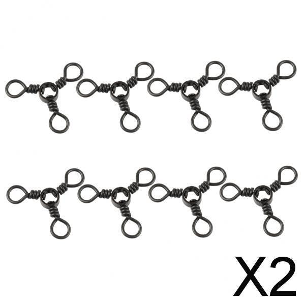 2x6/8/10pcs 3 Way Rolling Barrel Swivels Solid Rig Ring Fishing Line Connector B