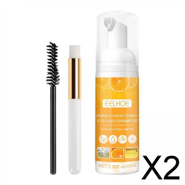2xEyelash Shampoo for Eyelash Extension with Brush Portable for Salon Home Use