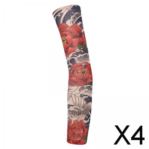 4xUnisex Cooling Arm Sleeves Tattoo Cover up for Walking Basketball Tennis R