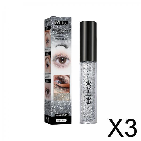 3xSparkling Diamond Glitter Mascara Easy to Remove Waterproof for Parties
