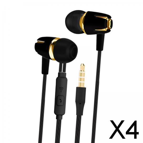 4x3.5mm Wired Headphones Earbud Headset In-Ear Earphone  Black Normal