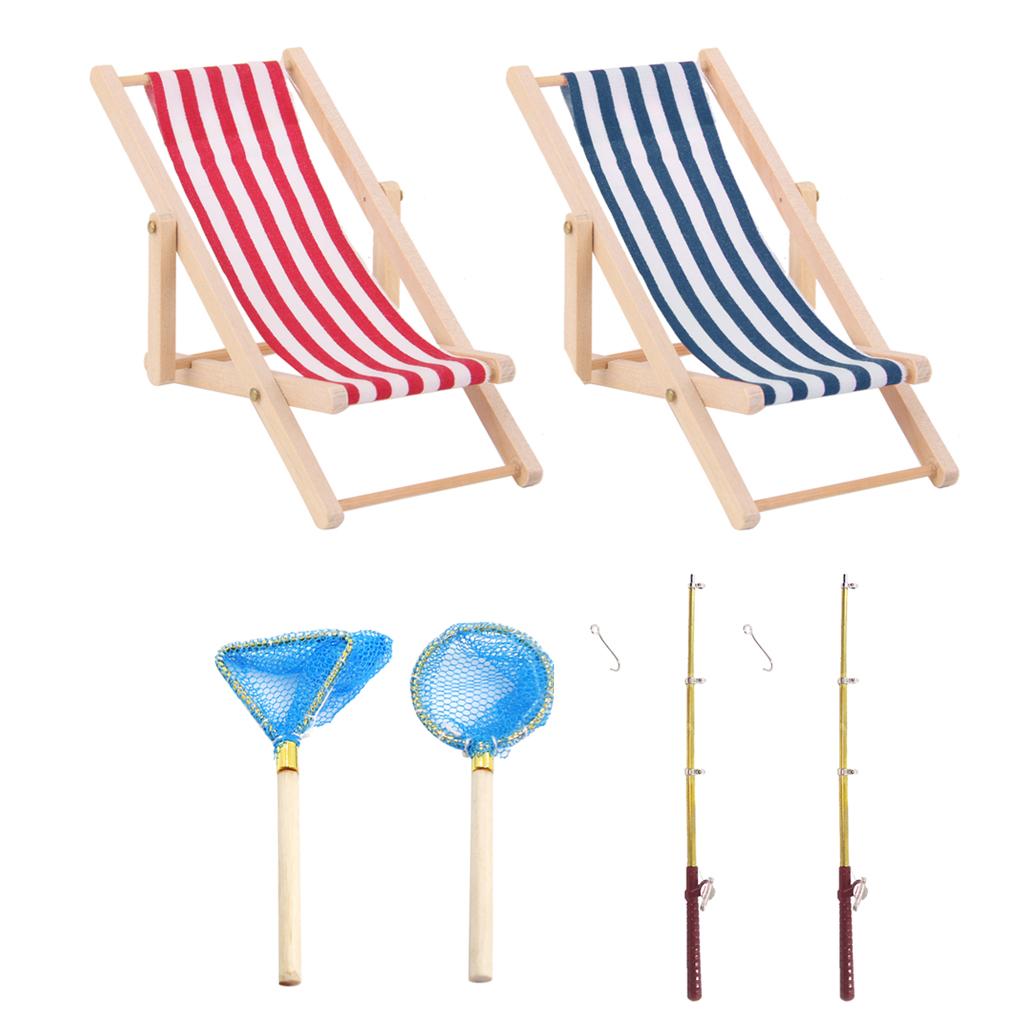 6 Pieces 1:12 Dollhouse Miniature Fishing Set Model Doll Life Scenes Decor