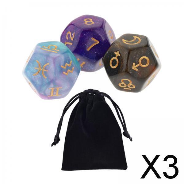 3x3Pcs Acrylic Astrological Dice Constellation Dice for gifts Style B