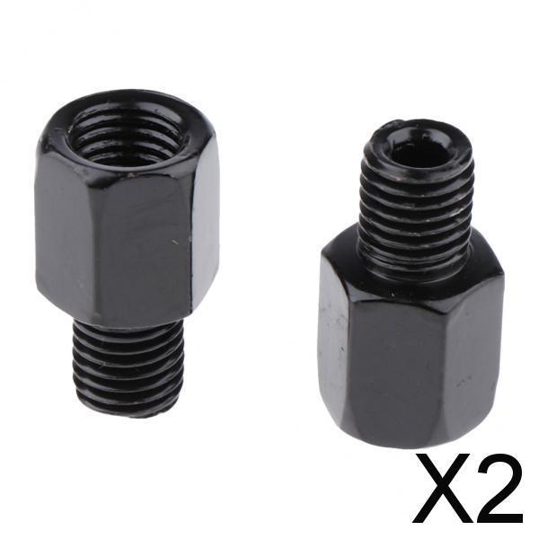 2xScooter Motorcycle Rearview Side Mirror RH 10mm - RH 10mm Adapter Black