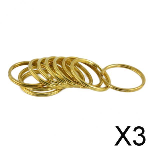 3x10 Pieces Gold Brass Metal Key Rings Chains Split Ring Hoop Accessories 32mm