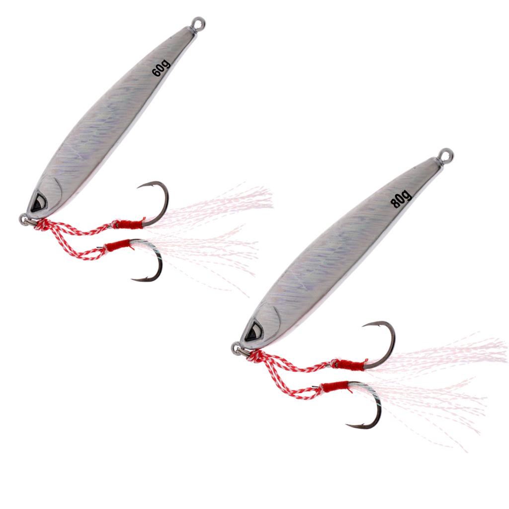 2Pcs Fishing Lure Lead Fish Metal Jigging Wobbler Crankbaits Baits 60g 80g