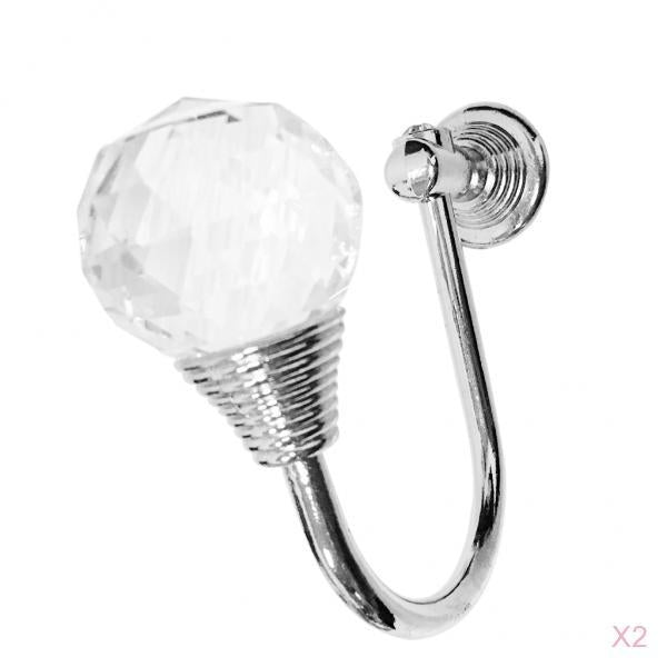 2Pcs Crystal White Solid Zinc Alloy Curtain Hook Wall Hook Door Hanger