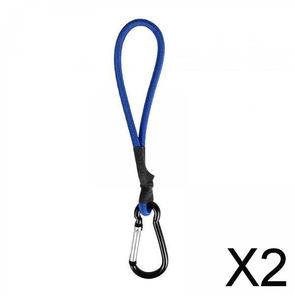 2xBungee Cord with Carabiner Hook Bungee Canopy Ties for Tarpaulin Tarps Tents Blue