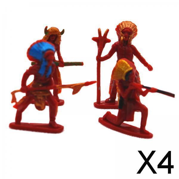 4x4 Pieces Simulation Cowboy People Figures Layout Indian Model Action Figures