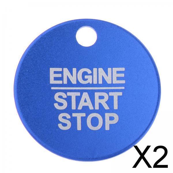 2x Car Engine Interior Start Stop Button Sticker Trim Start Stop Blue
