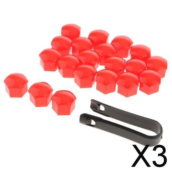 3x20Pcs Car Truck Wheel Tyre Center Hub Screw 19mm Protect Cap Red
