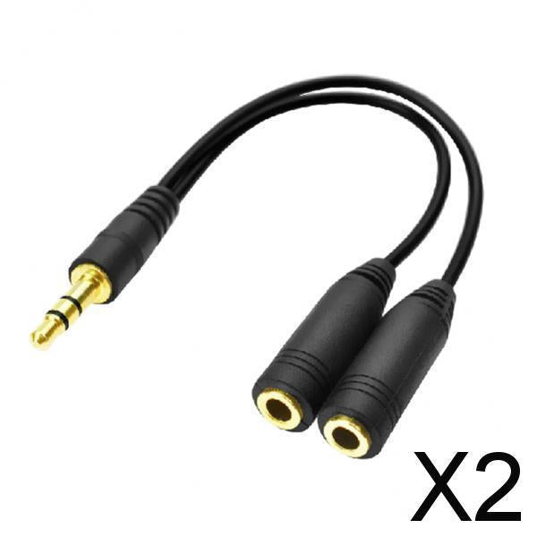 2x3.5mm Stereo Audio Male To 2 Female Y Splitter Cable Adapter For Headset Mic