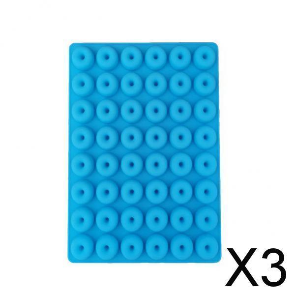 3x48 Cavity Mini Donut Silicone Mold Chocolate Biscuit Cake Mold Blue