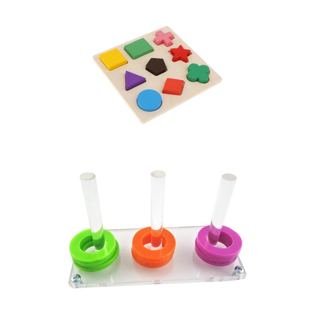 Bird Smart Play Toy Parrot Chewing Beak Game Rings Toy Blocks Puzzle Combo