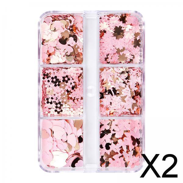 2xHeart Glitter Nail Art Sequins Nail Arts Tips for Cosplay Craftwork Festival Style A