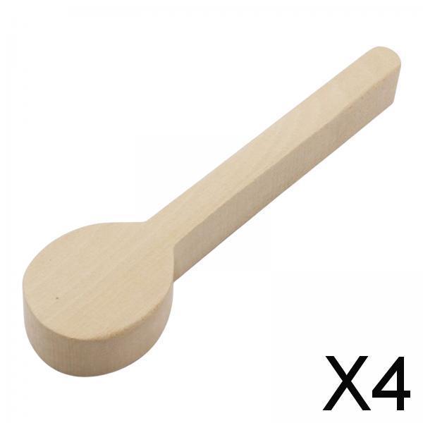 4xPortable Wooden Carving Spoon Blank Unfinished Beech Walnut for Starter 11cm