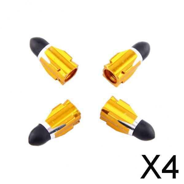 4x4Pieces Alloy Tire Stem Valve Caps Dust Cover for Motorcycle Yellow + Black