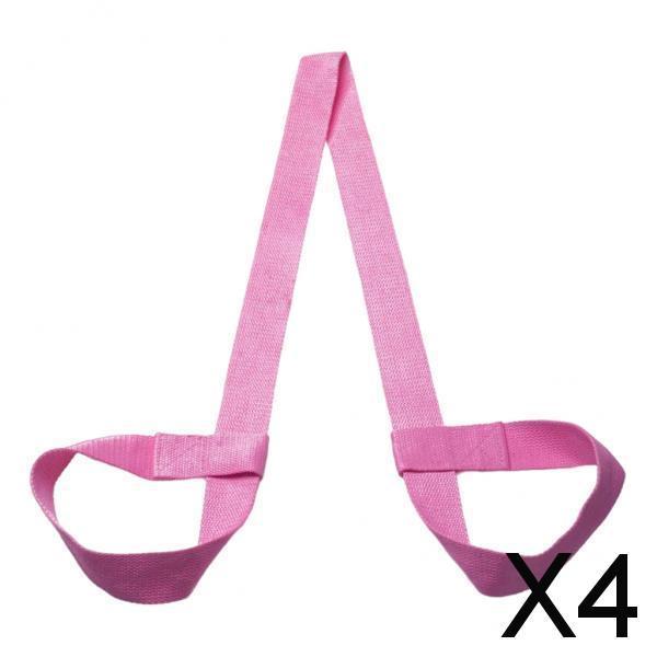 4xCotton Yoga Mat Strap Pilates Mat Carrier Fitness Stretchy Loop Pink