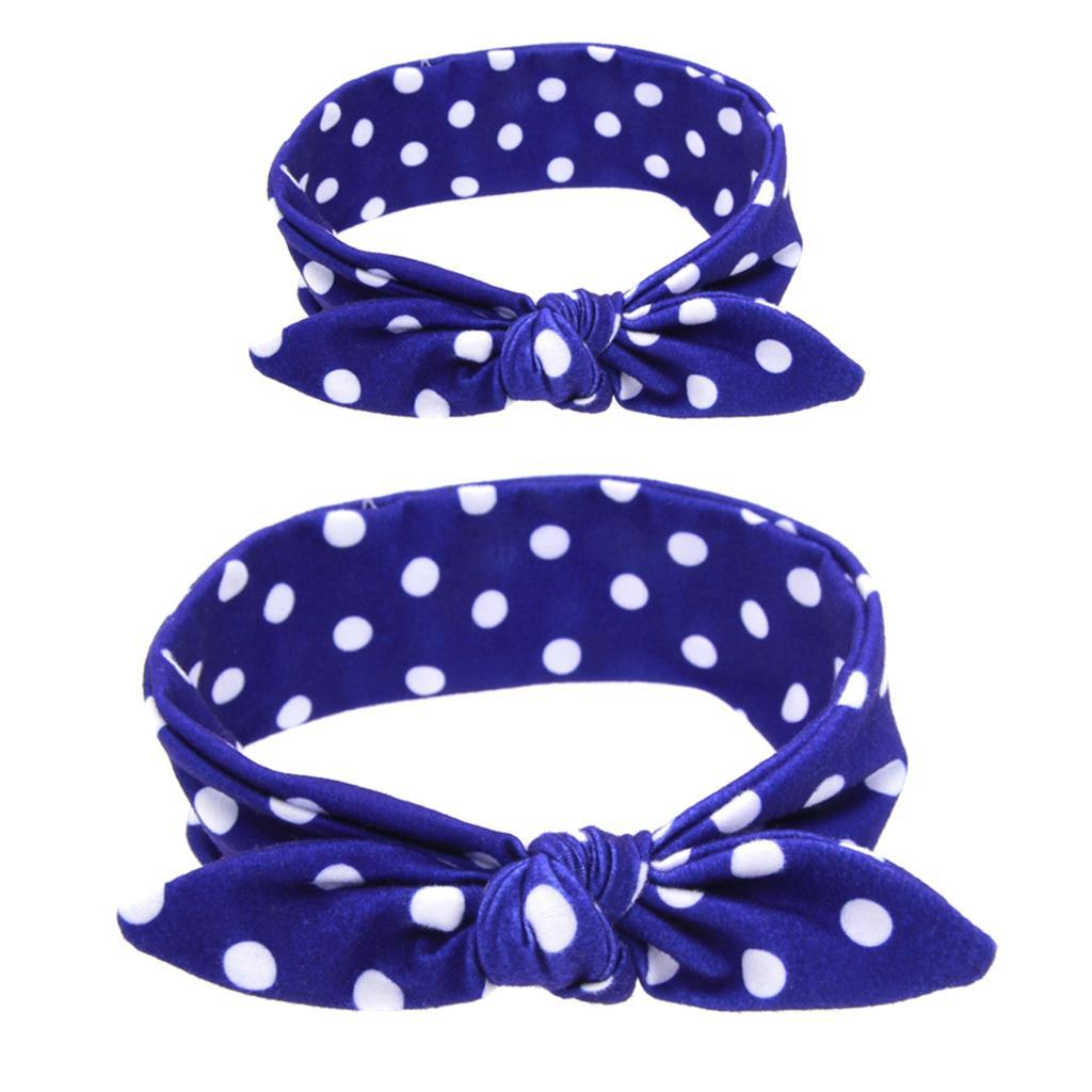 2Pcs Mom & Daughter Bow Knot Headband Hair Band Accessories Sapphire Blue