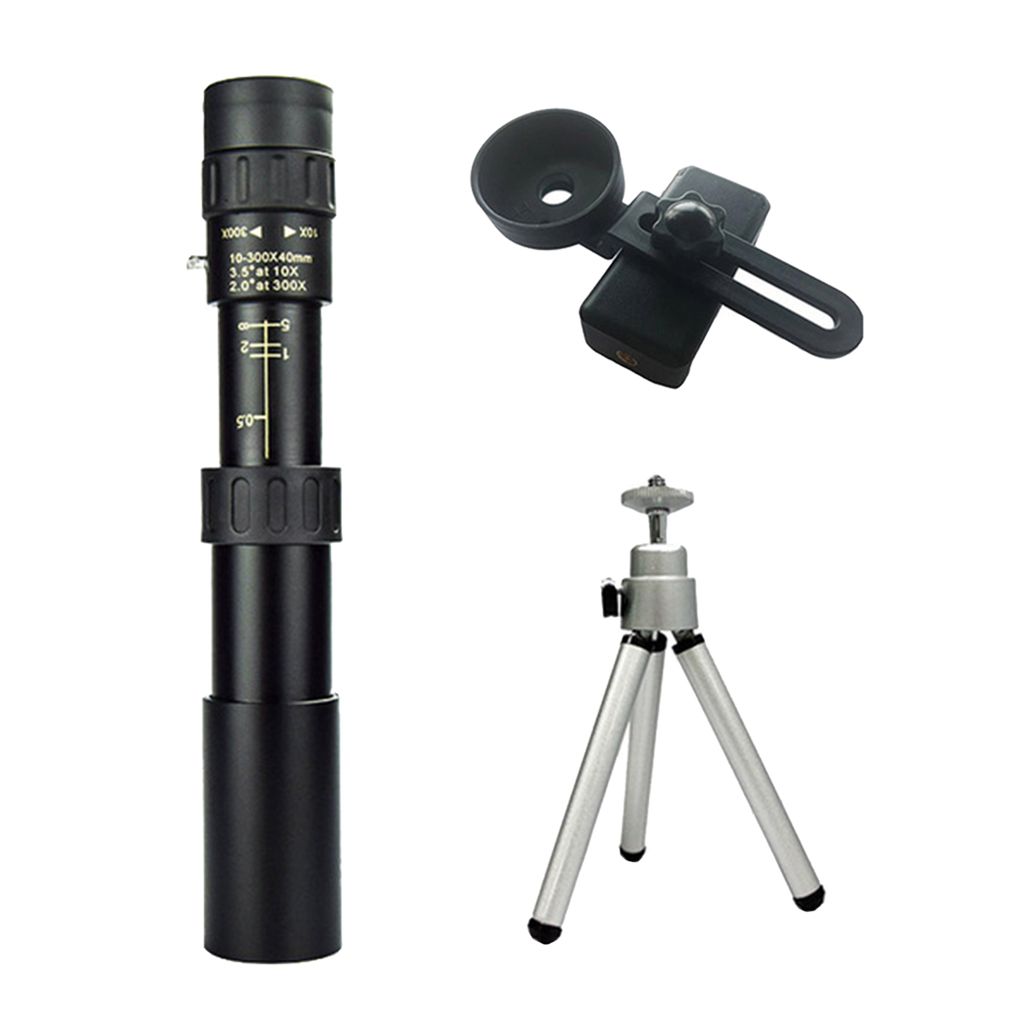 4K 10-300X40mm Zoom Monocular Telescope BAK4  Monocular + Tripod +  Clip
