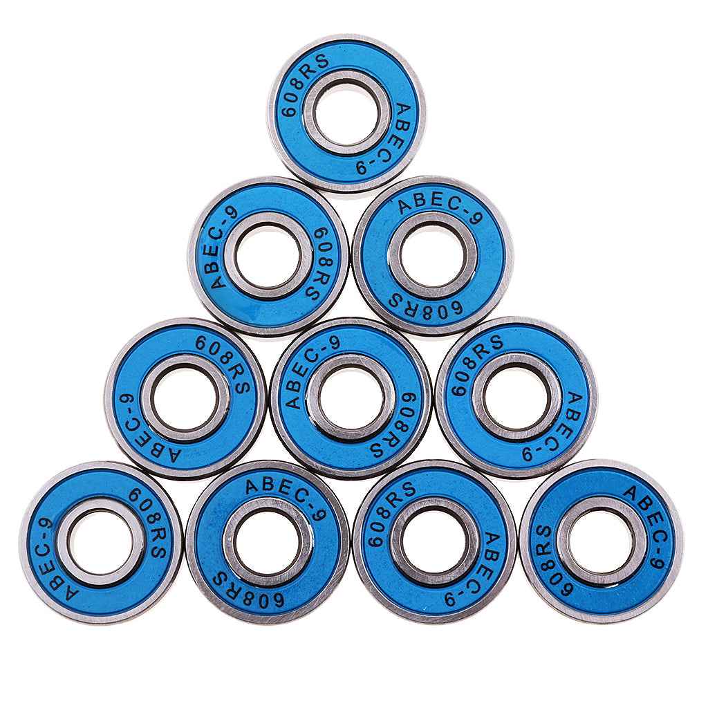 10 Pieces ABEC-9 608RS Roller Skate Wheel Bearings Seal Ball Bearings Blue
