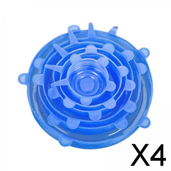4x6x Silicone Stretch Lids Food Grade Food Storage Cover for Food Can Jar Cups blue