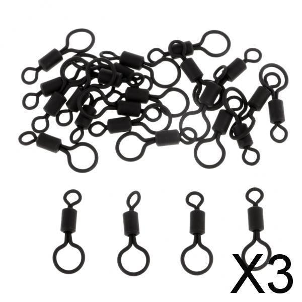 3x25pcs Carp Fishing Rolling Swivels with Long Body and Large & Small Eyes