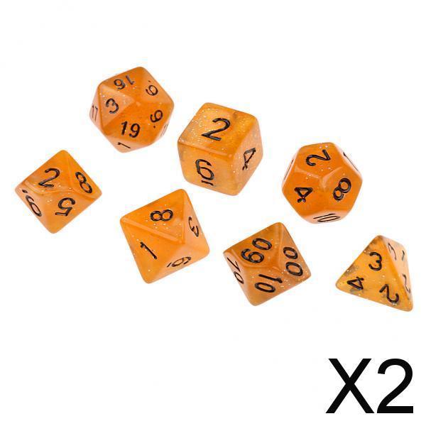 2x7 Pieces Polyhedral Dice Set D6 D8 D10 D12 D20 Board Games Toy Gift Orange