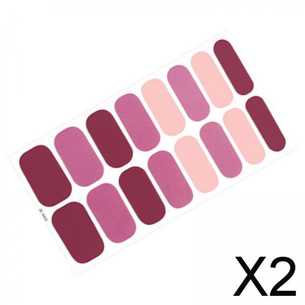 2x16 Pieces Cured Gel Nail Strips Self Adhesives Gel Nail Wrap Stickers Decals Style E