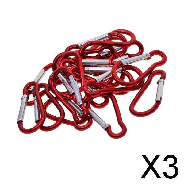3x20 Piece D Shape Sports Hiking Carabiner Buckle Snap Spring Clip Hook Red
