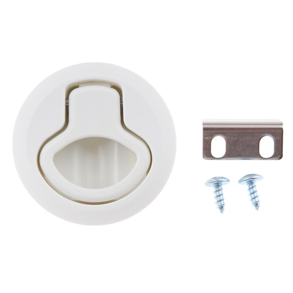 White Boat Car Locker Hatch Slam Latch 2.4 Round Marine Lock Flush Handle"
