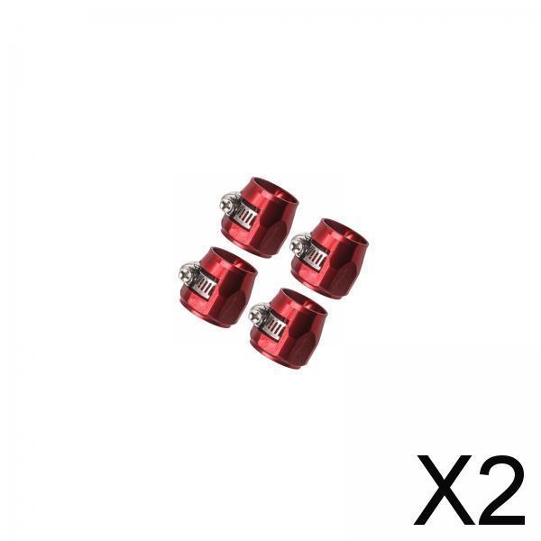 2x4 Pieces Hose Finisher Clamps Aluminum Alloy with Screw Band Hose Connectors Red AN6