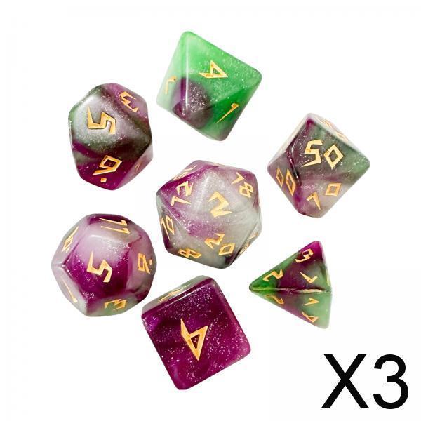 3x7Pcs Polyhedral Dice D4 D6 D8 D10 D12 D20 for Party Favors Role Playing Gift Style E