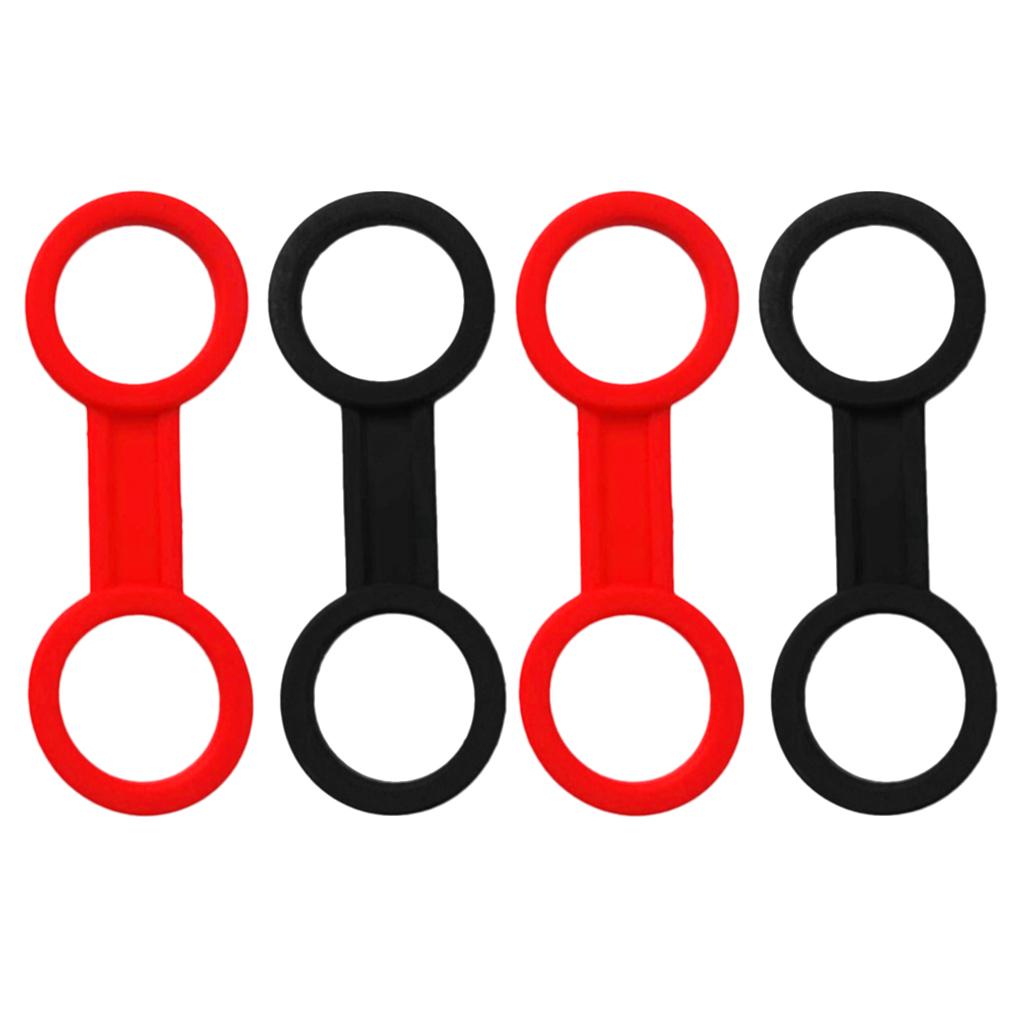 4 Pieces Scuba Diving Mask Silicone Snorkel Keeper Retainer Black and Red
