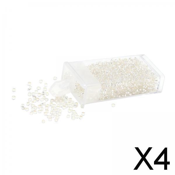4x1000Pcs Glass Seed Beads Kit 2mm Craft Beads for Crafting DIY Jewelry Making White