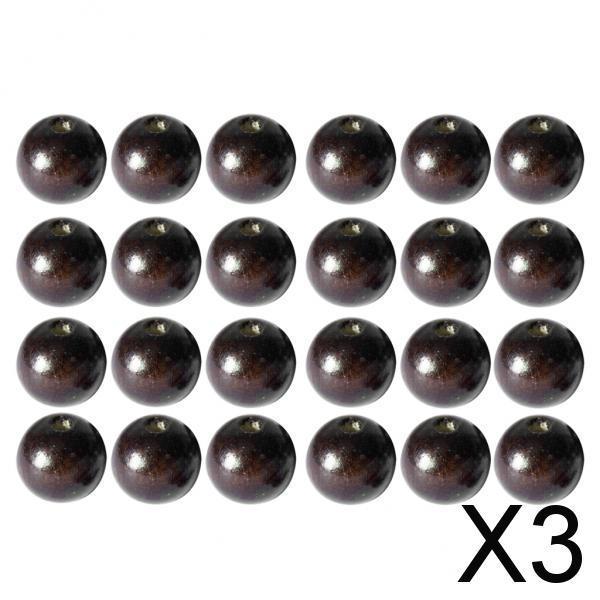 3x50Pcs Round Wooden Beads DIY Jewelry Necklace Craft Making 14mm Dark Coffee