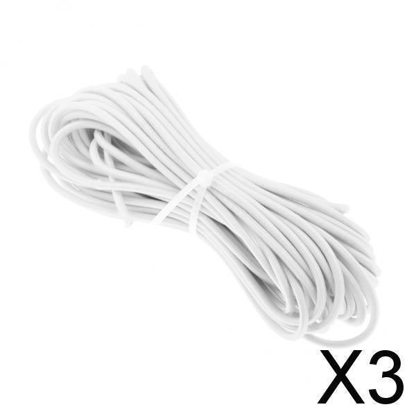 3x2mm Elastic Bungee Rope Shock Cord Tie Down - Boat/Trailer Covers 20m White