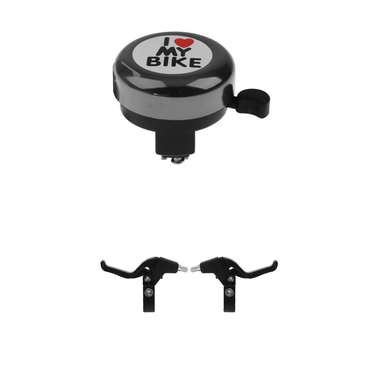 Bike Bell Ring Sound Horn + Universal Lightweight Twin Bike Brake Levers Set