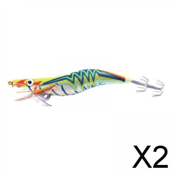 2xLuminous Squid Jig Hooks 14cm Artificial Squid Jig Lures Durable Squid Hooks Yellow and Green
