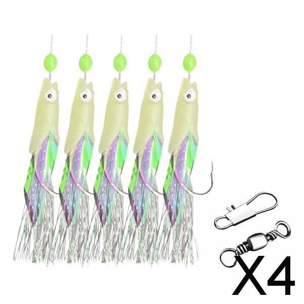 4x5Pcs Luminous Fishing Rigs Fish Lure for Sea Fishing Saltwater Mackerel 22mmx10mm